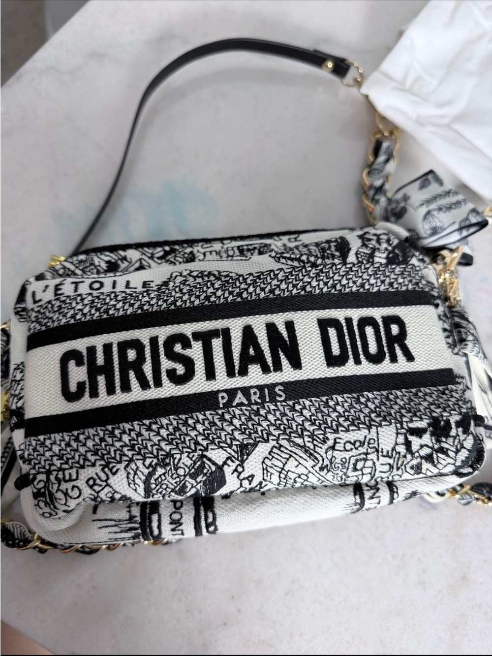 Dior Black and White Christian Dior Logo Crossbody Bag - Picture 4 of 8